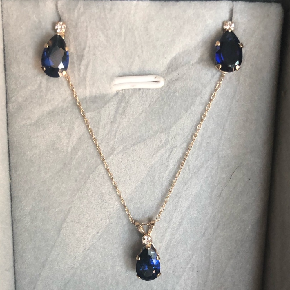 10k gold Blue Sapphire Set